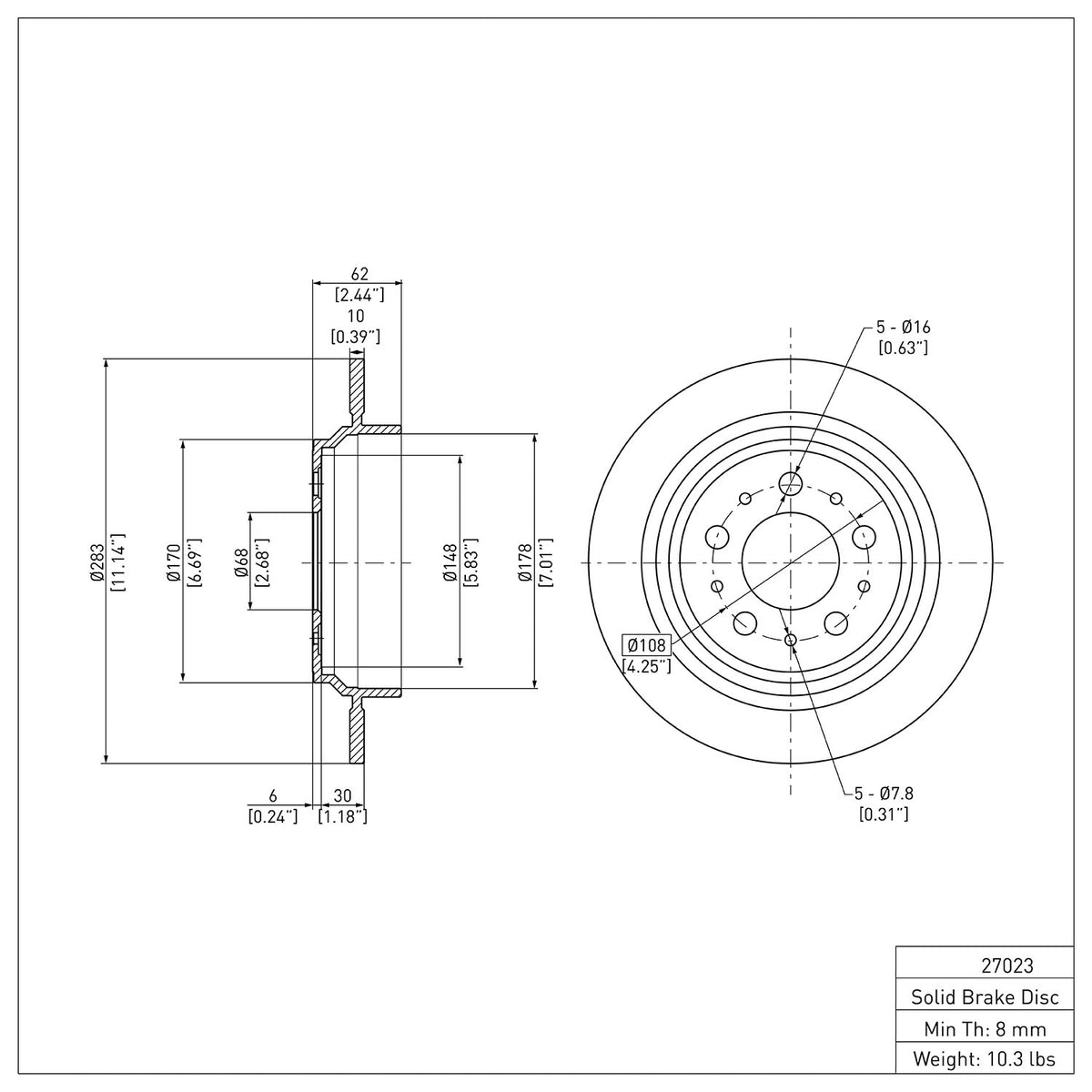R1 98-00 Volvo S70 Rear Brake Rotor