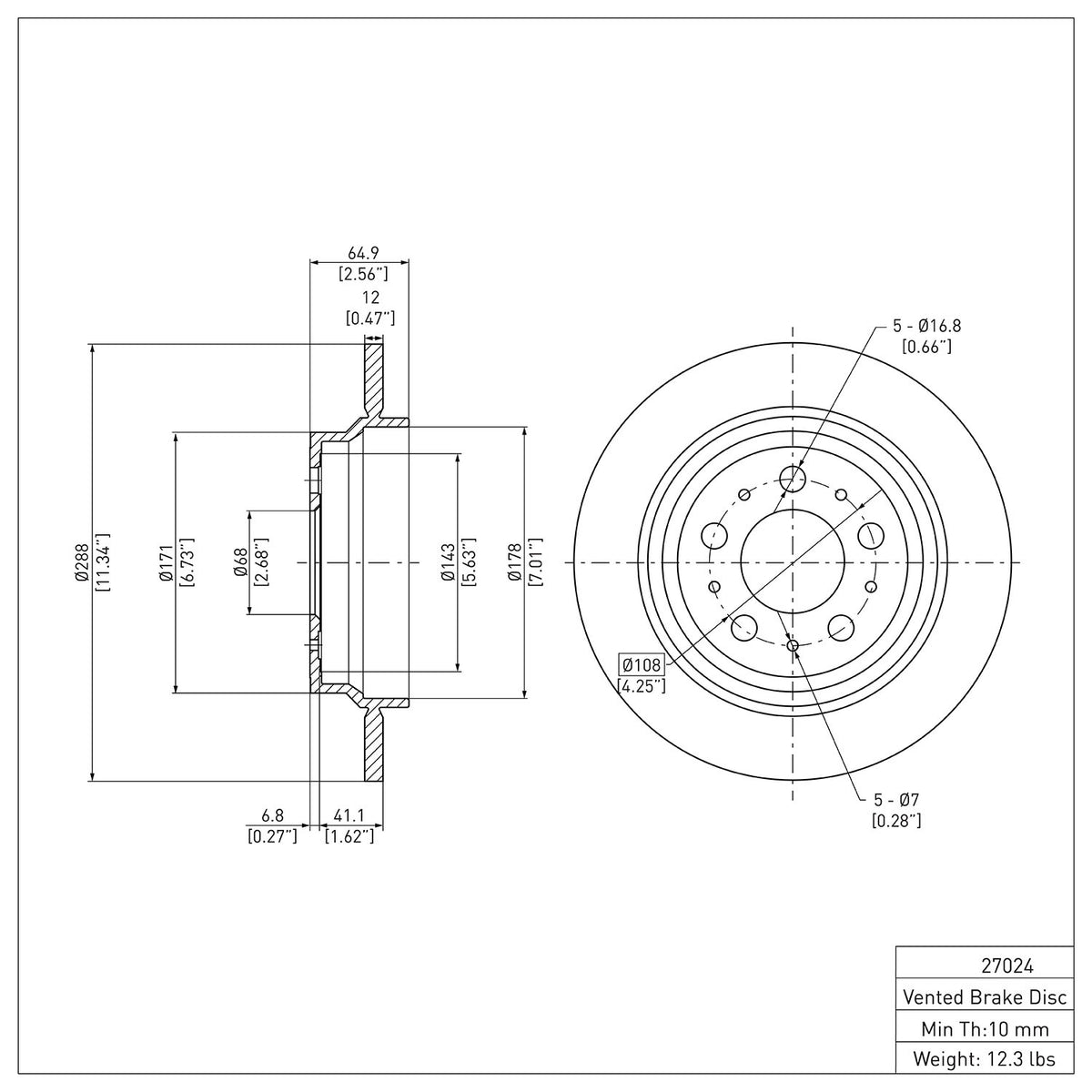 R1 99-09 Volvo S80 Rear Brake Rotor