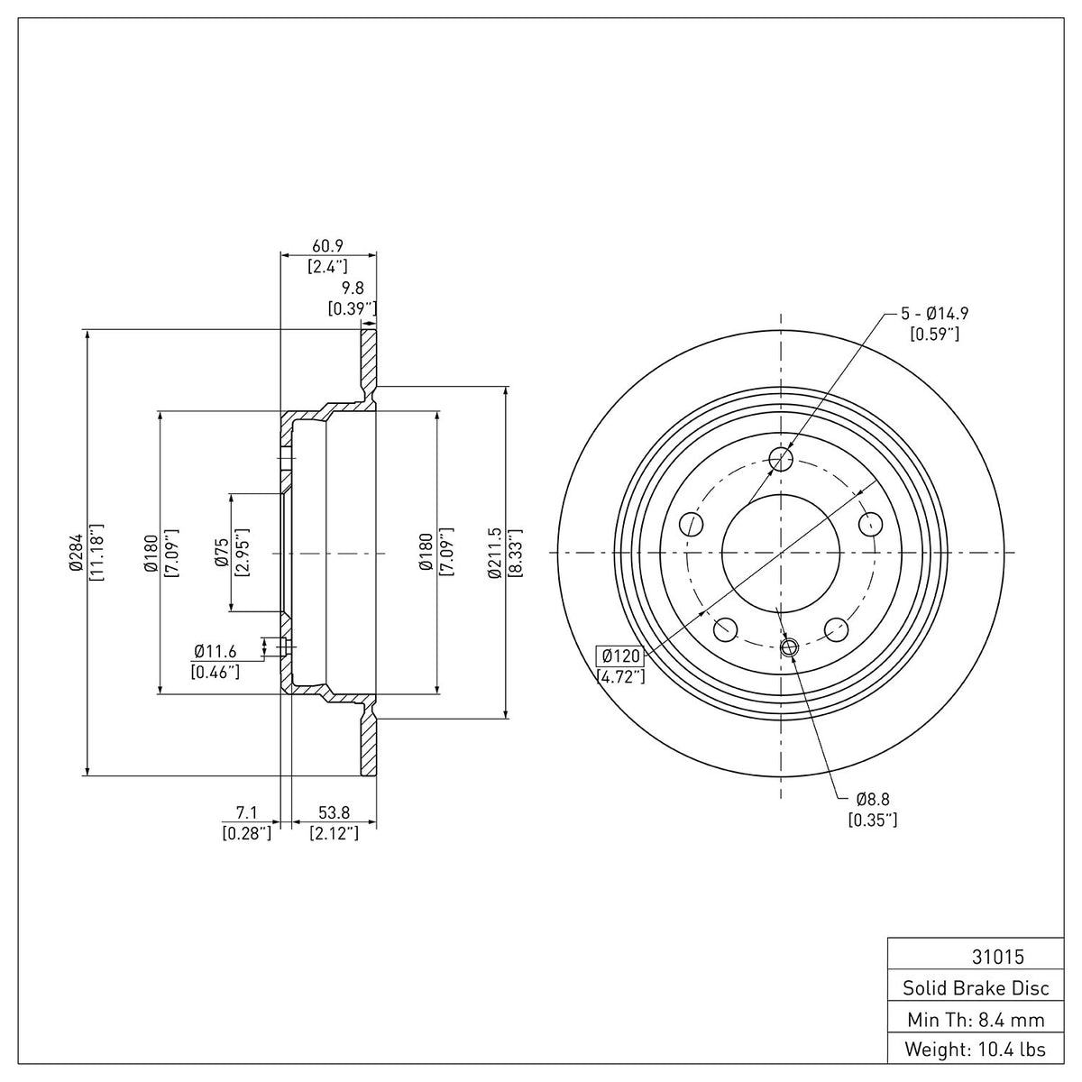R1 82-89 BMW 633CSI Rear Brake Rotor