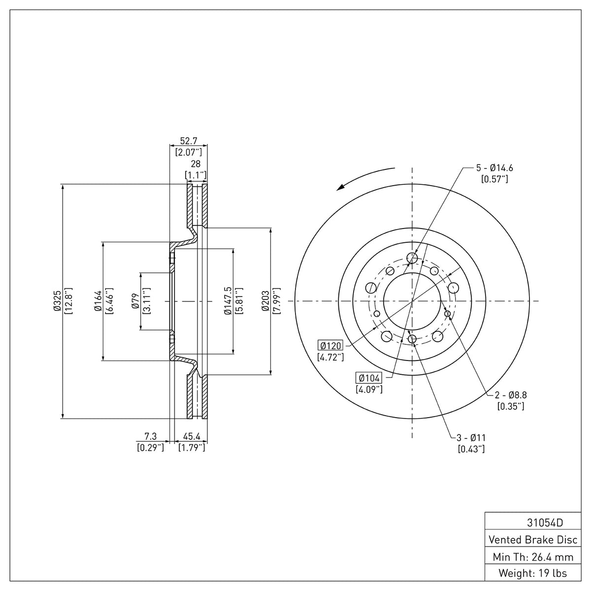 R1 01-06 BMW M3 Left Front Brake Rotor