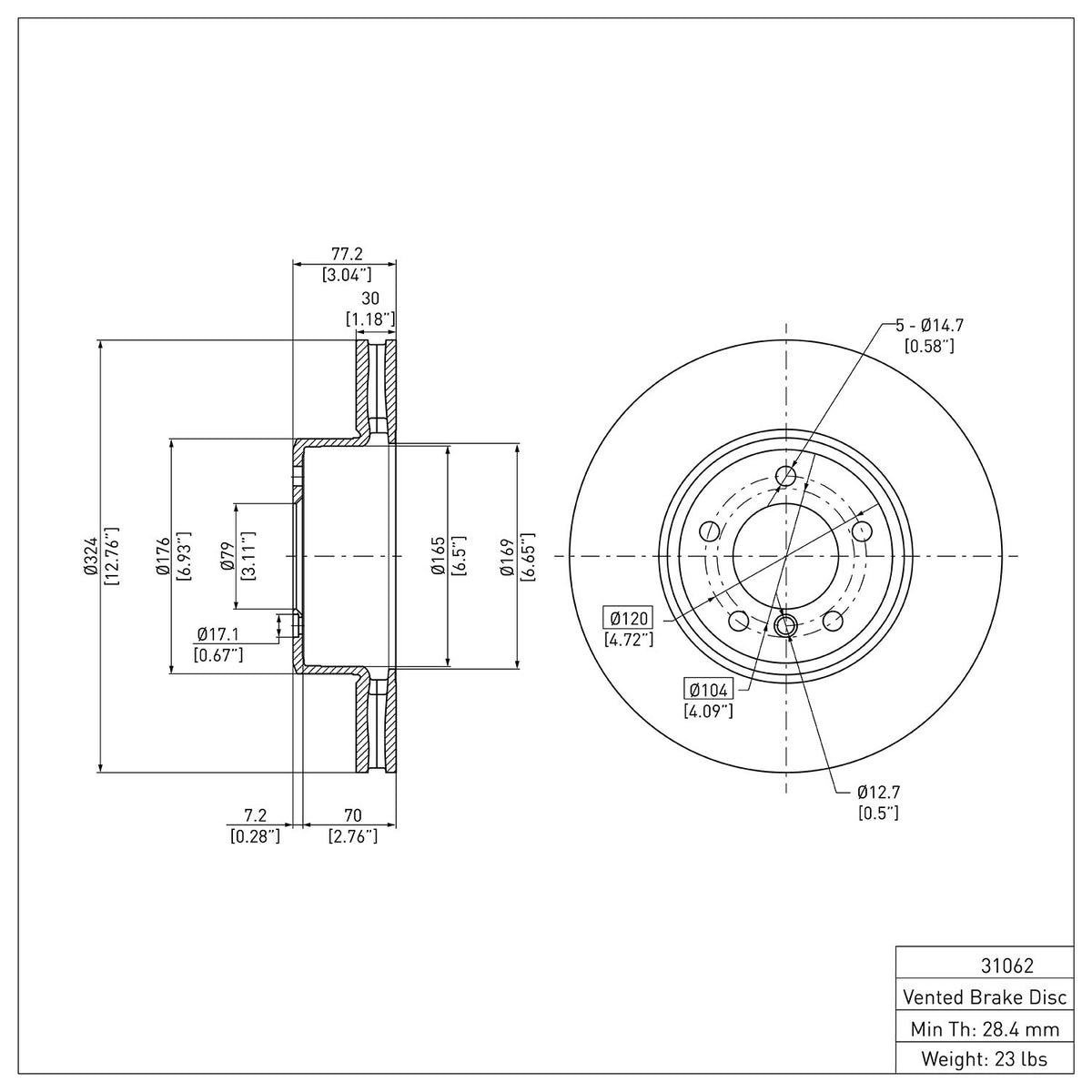 R1 2004-2010 BMW 528I Front Brake Rotor