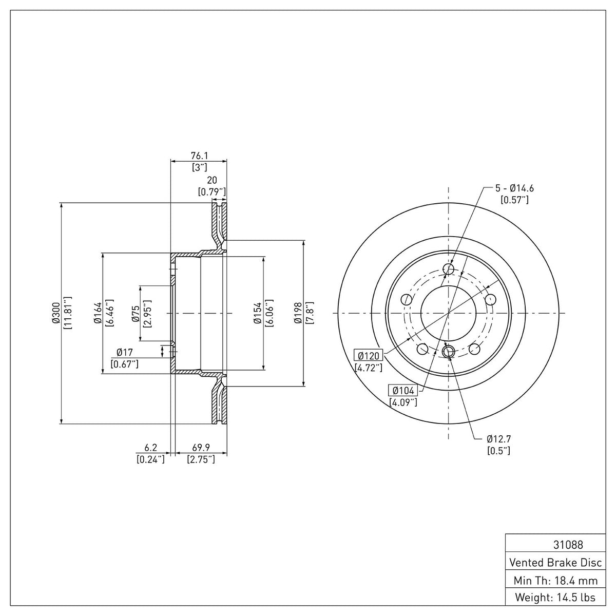 R1 2008-2013 BMW 125i (Mexico) Rear Brake Rotor