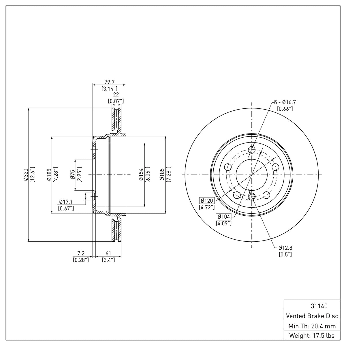 R1 2004-2010 BMW X3 Rear Brake Rotor