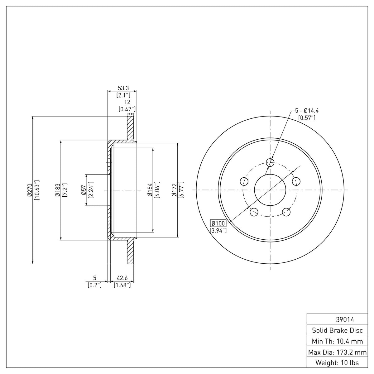 R1 03-10 Chrysler PT Cruiser Rear Brake Rotor