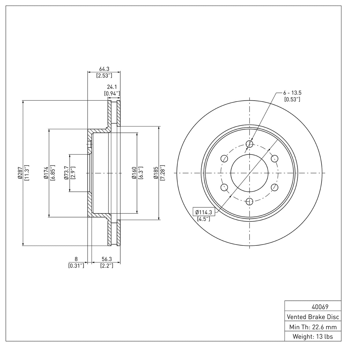 R1 1991-1996 Dodge Dakota 4WD Front Brake Rotor