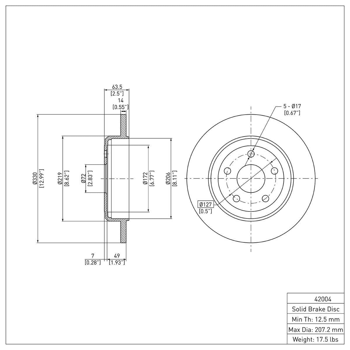 R1 2011-2022 Dodge Durango Rear Brake Rotor