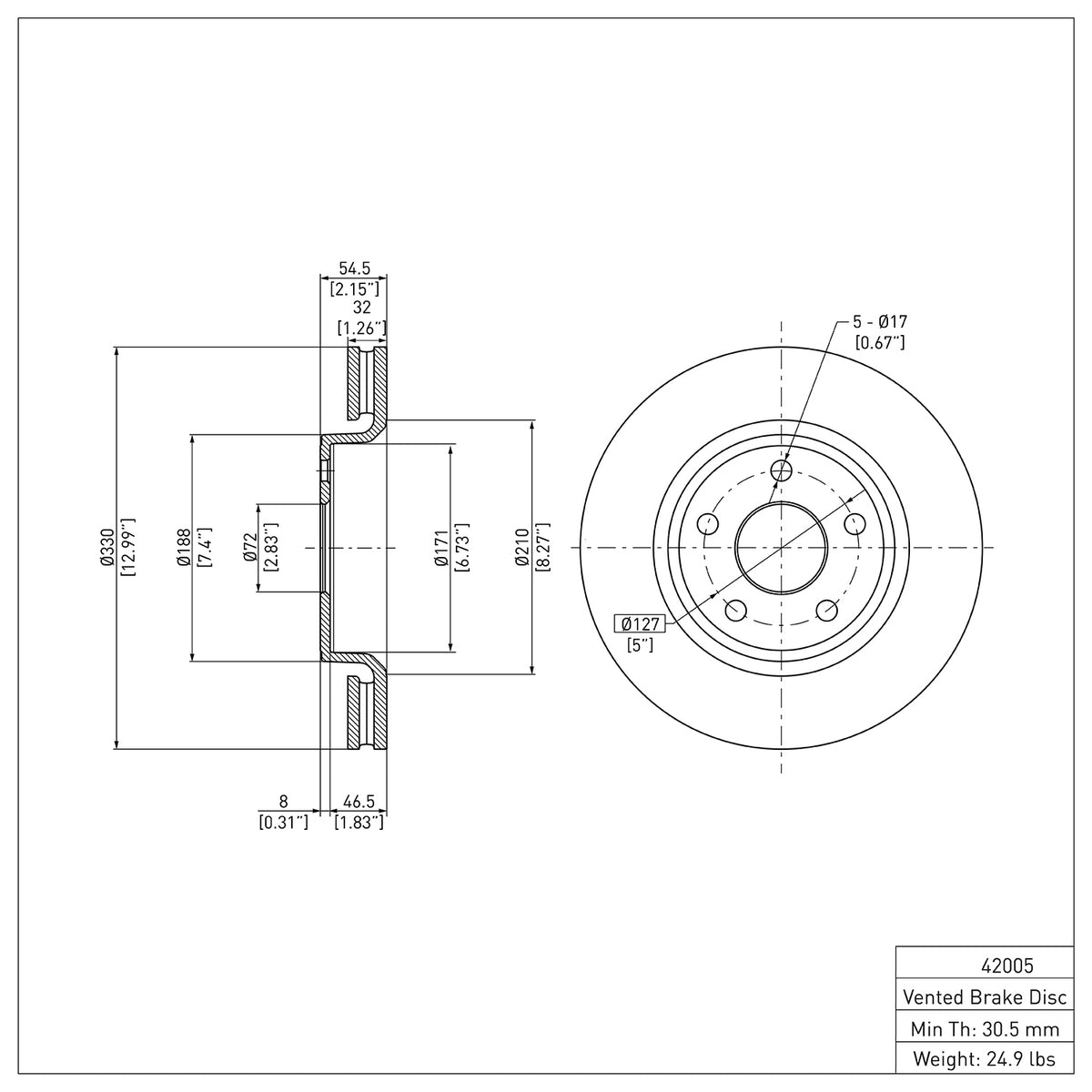 R1 2011-2022 Dodge Durango Front Brake Rotor