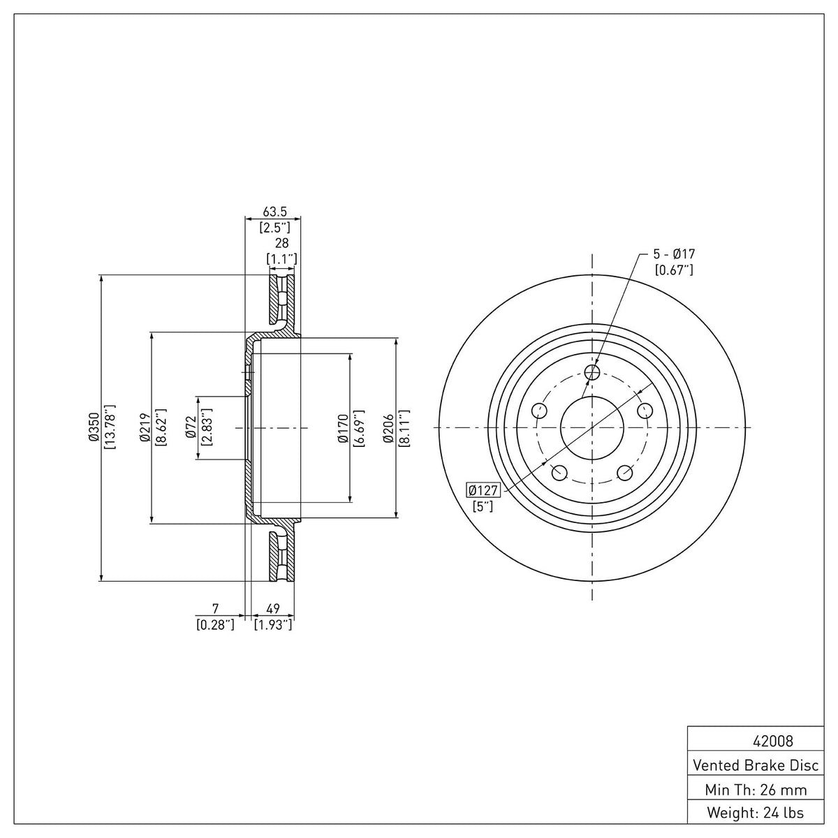 R1 12-25 Dodge Durango Rear Brake Rotor