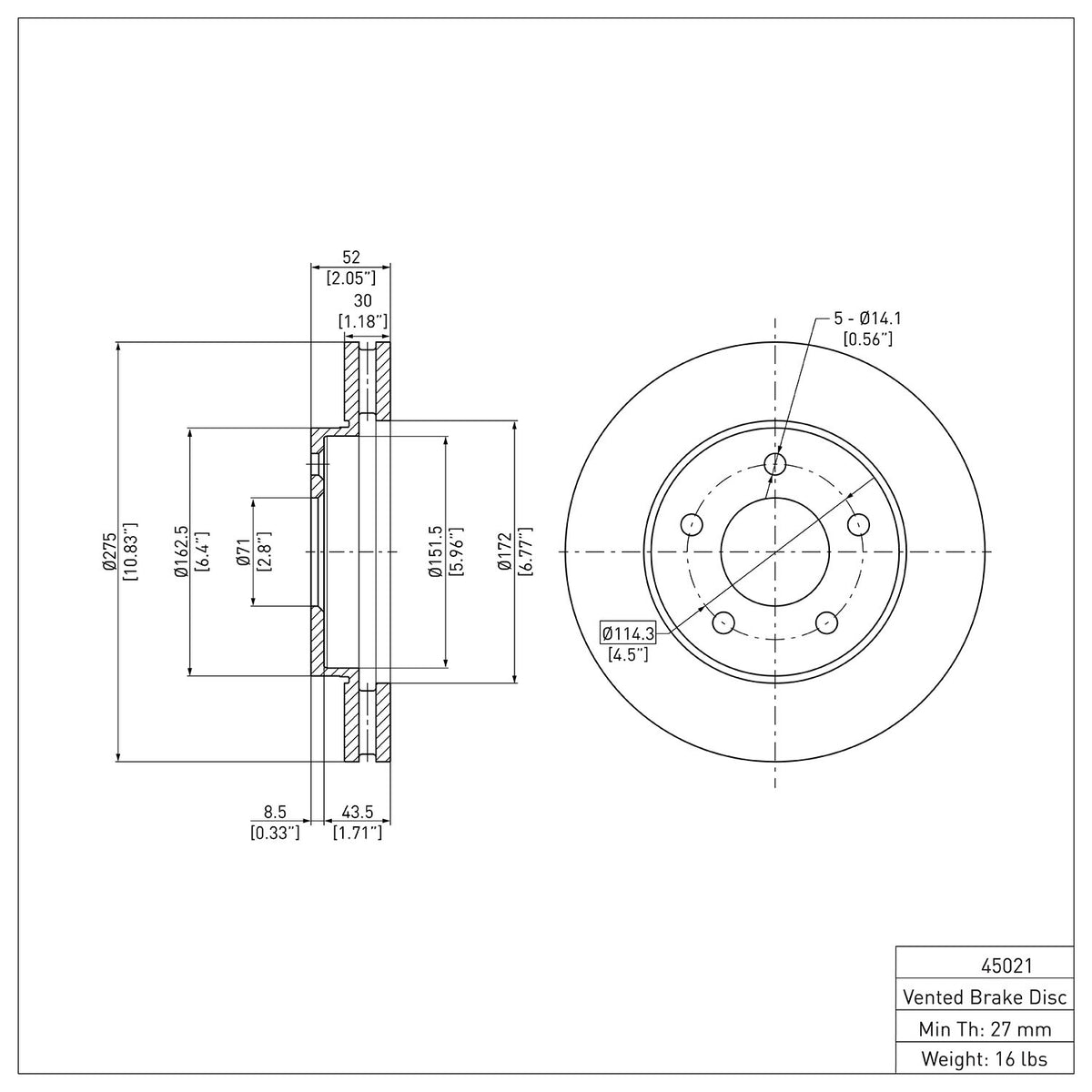 R1 2001-2007 Buick Rendezvous Front Brake Rotor