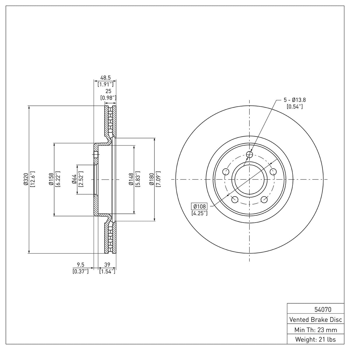 R1 2004-2019 Ford Focus Front Brake Rotor
