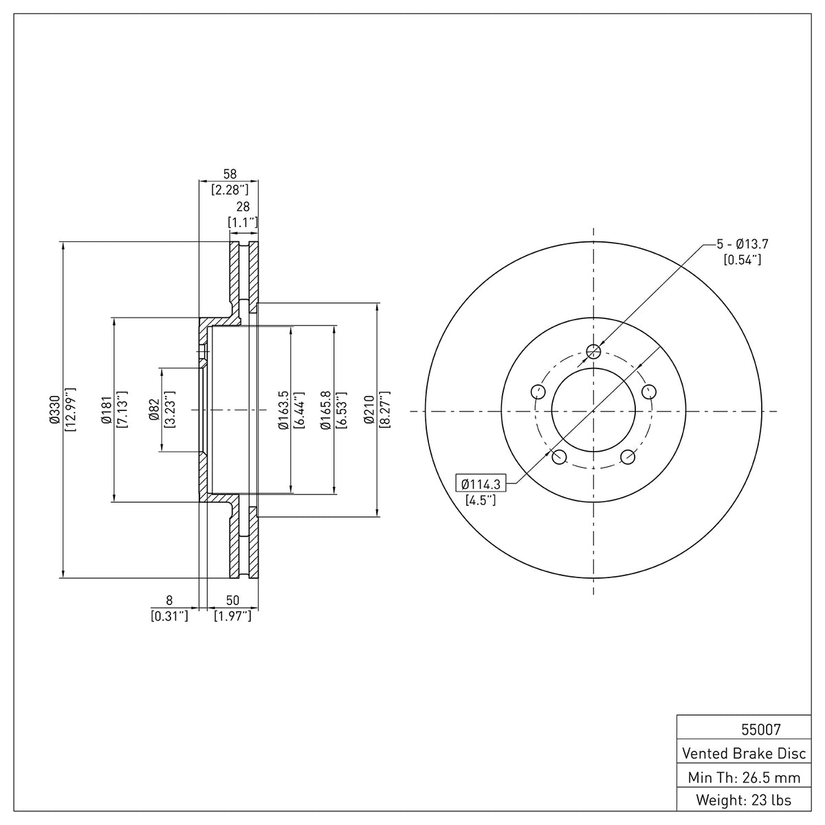 R1 2003-2005 Lincoln AVIATOR Front Brake Rotor