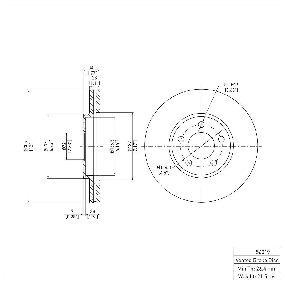 R1 2003-2011 Ford Crown Victoria Front Brake Rotor