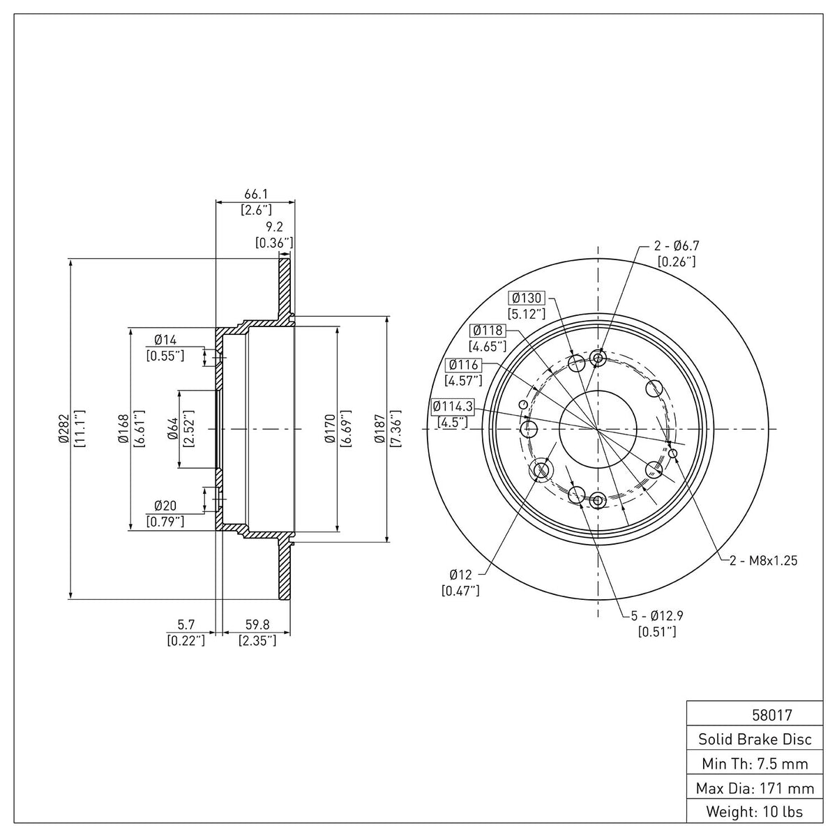 R1 2001-2003 Acura CL Rear Brake Rotor