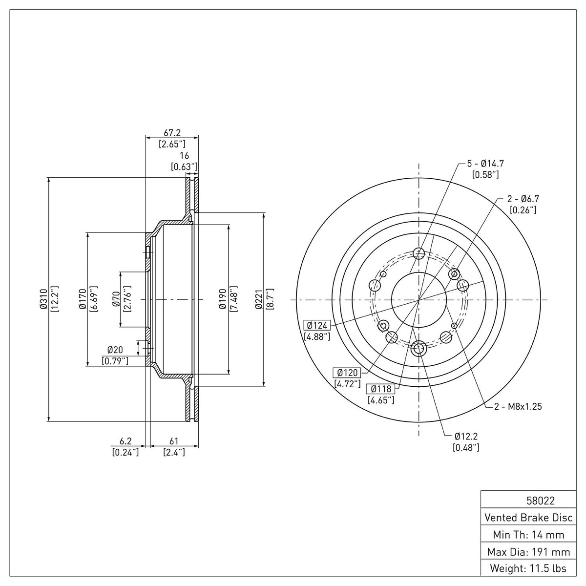 R1 05-12 Acura RL Rear Brake Rotor