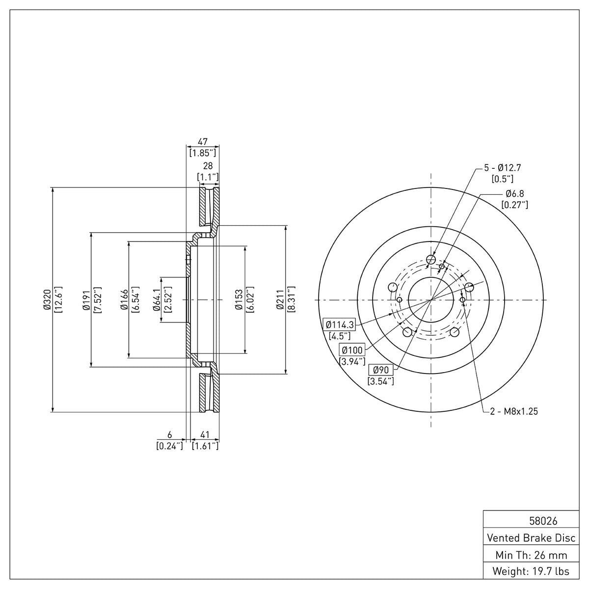 R1 2014-2020 Acura MDX Front Brake Rotor