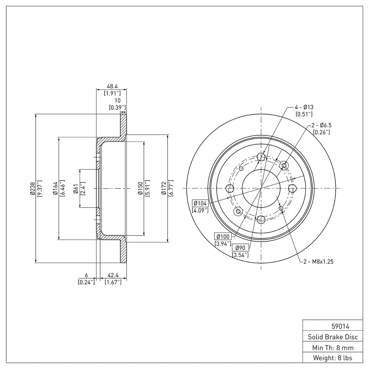 R1 1988-2001 Acura Integra Rear Brake Rotor