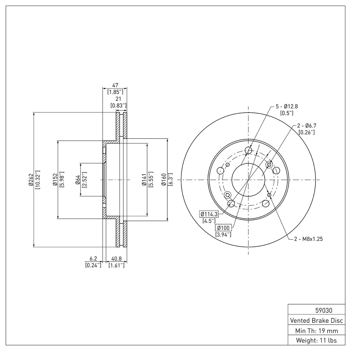 R1 2002-2015 Acura RSX Front Brake Rotor