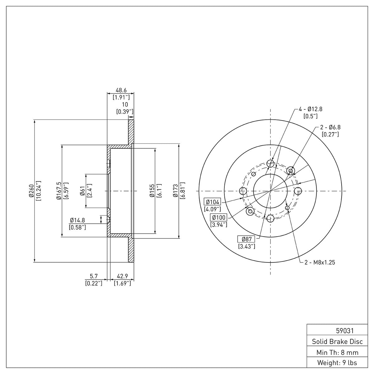 R1 01-05 Acura EL Rear Brake Rotor
