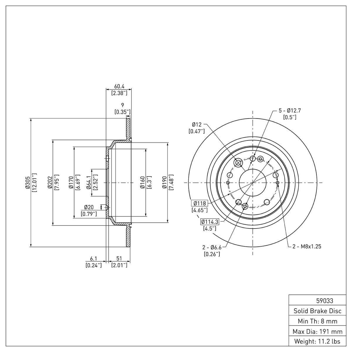 R1 10-15 Honda Accord CrossTOUR Rear Brake Rotor