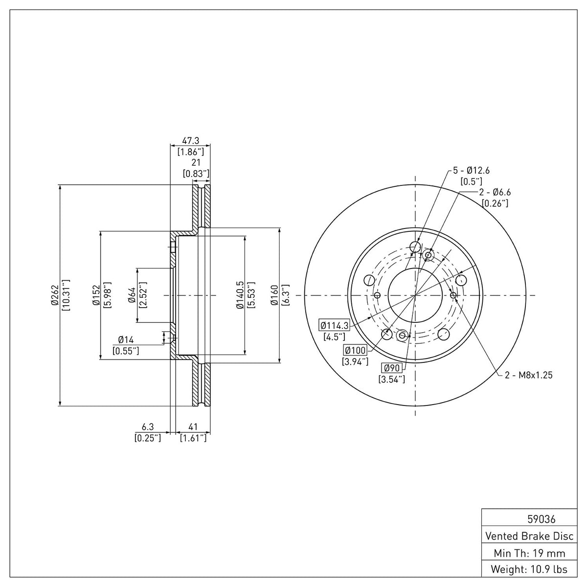 R1 2012-2015 Acura ILX Front Brake Rotor
