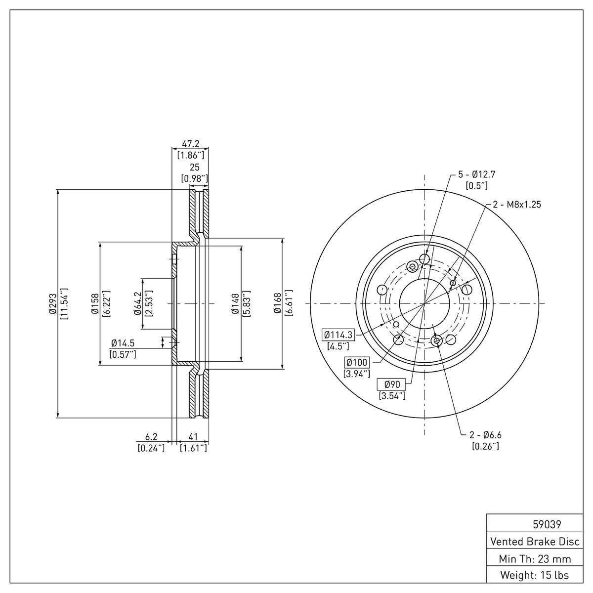R1 2013-2022 Honda Accord Sedan Front Brake Rotor