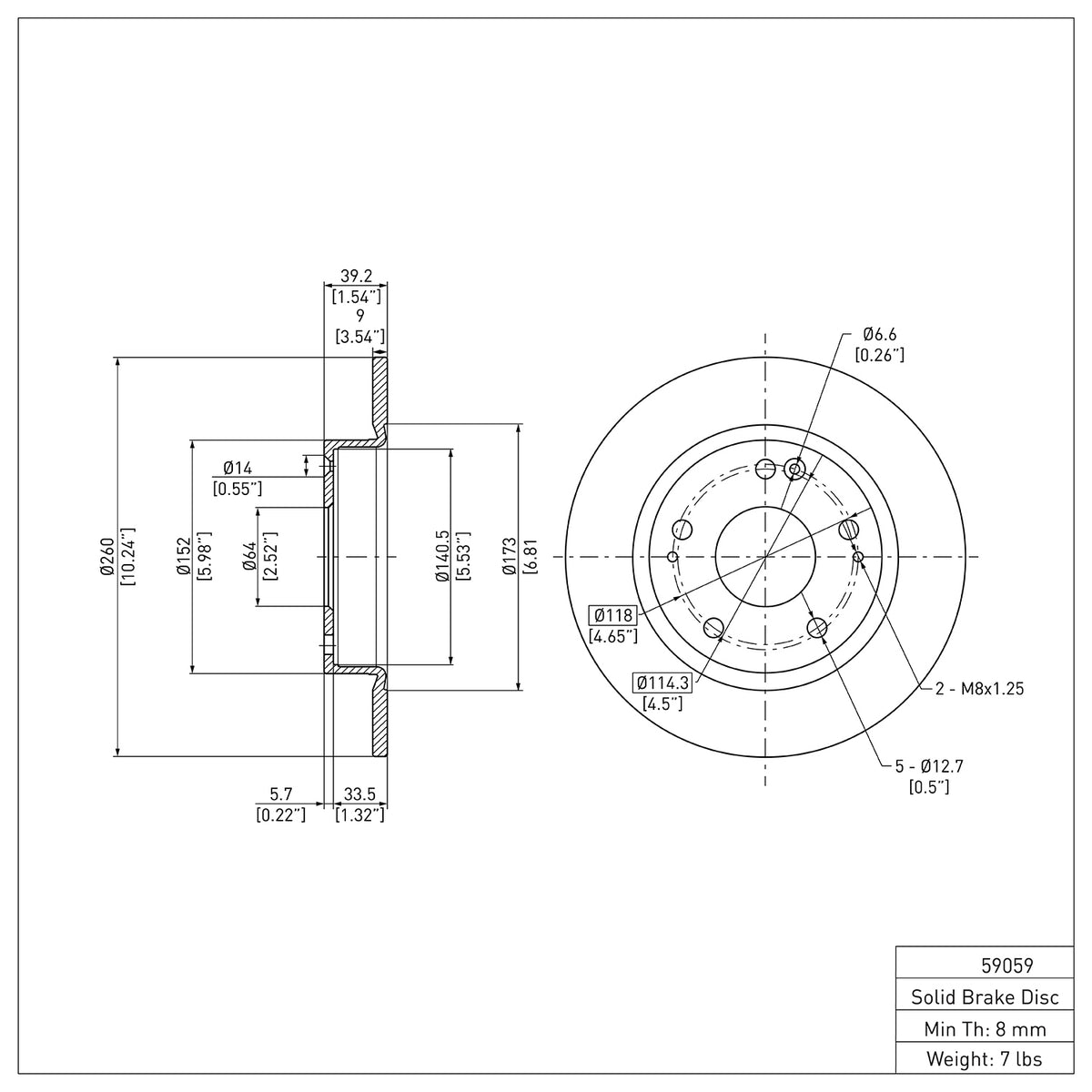 R1 2016-2025 Honda Civic Coupe Rear Brake Rotor