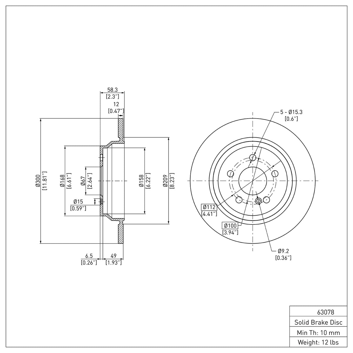 R1 2007-2013 Mercedes-Benz SL550 Rear Brake Rotor