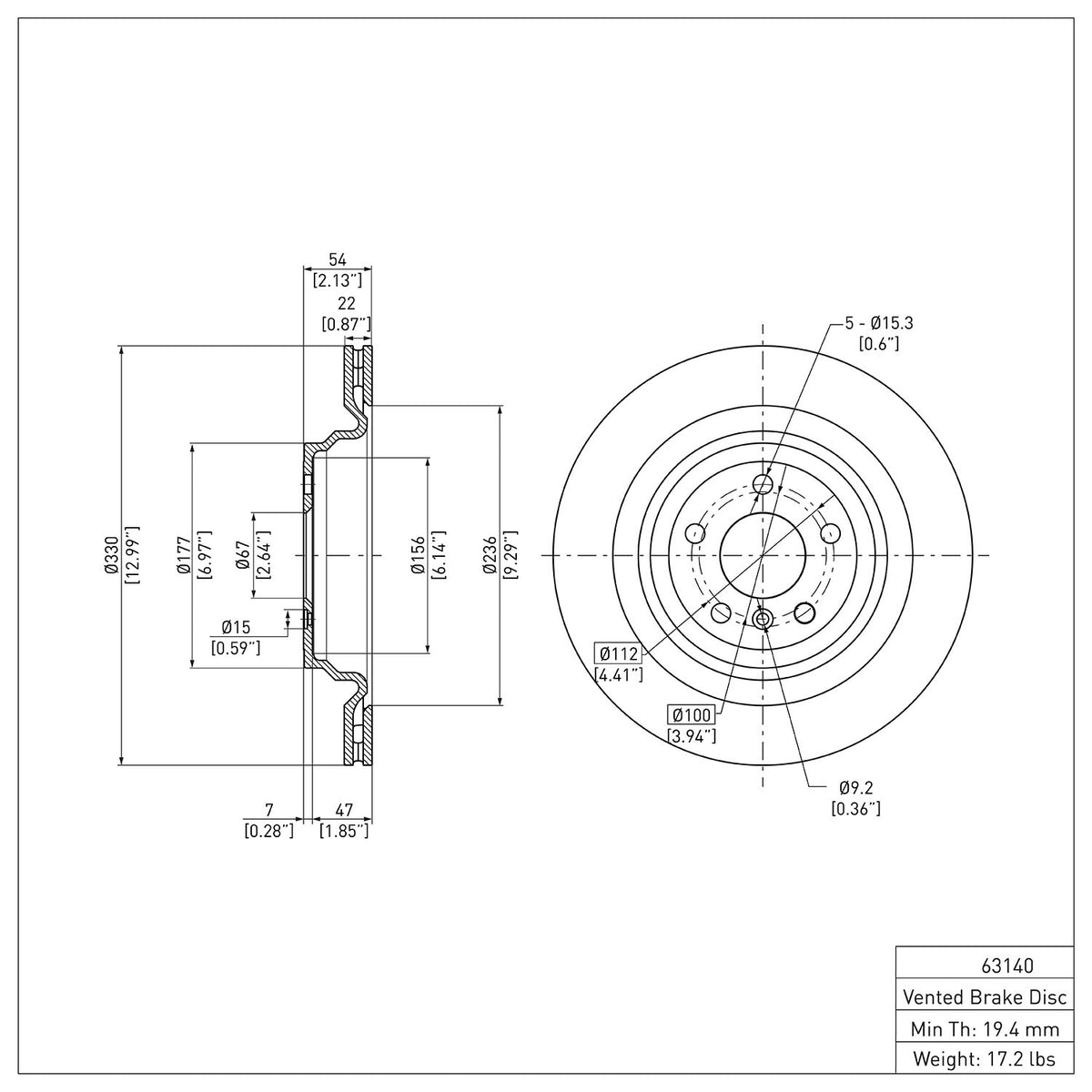 R1 2012-2019 Mercedes-Benz GLE43 AMG Rear Brake Rotor