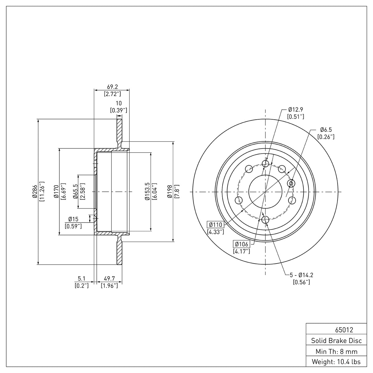 R1 99-10 Saab 9-5 Rear Brake Rotor