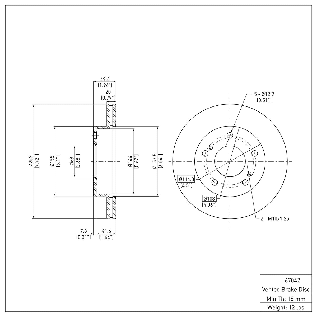 R1 1994-1996 Nissan 240SX Front Brake Rotor