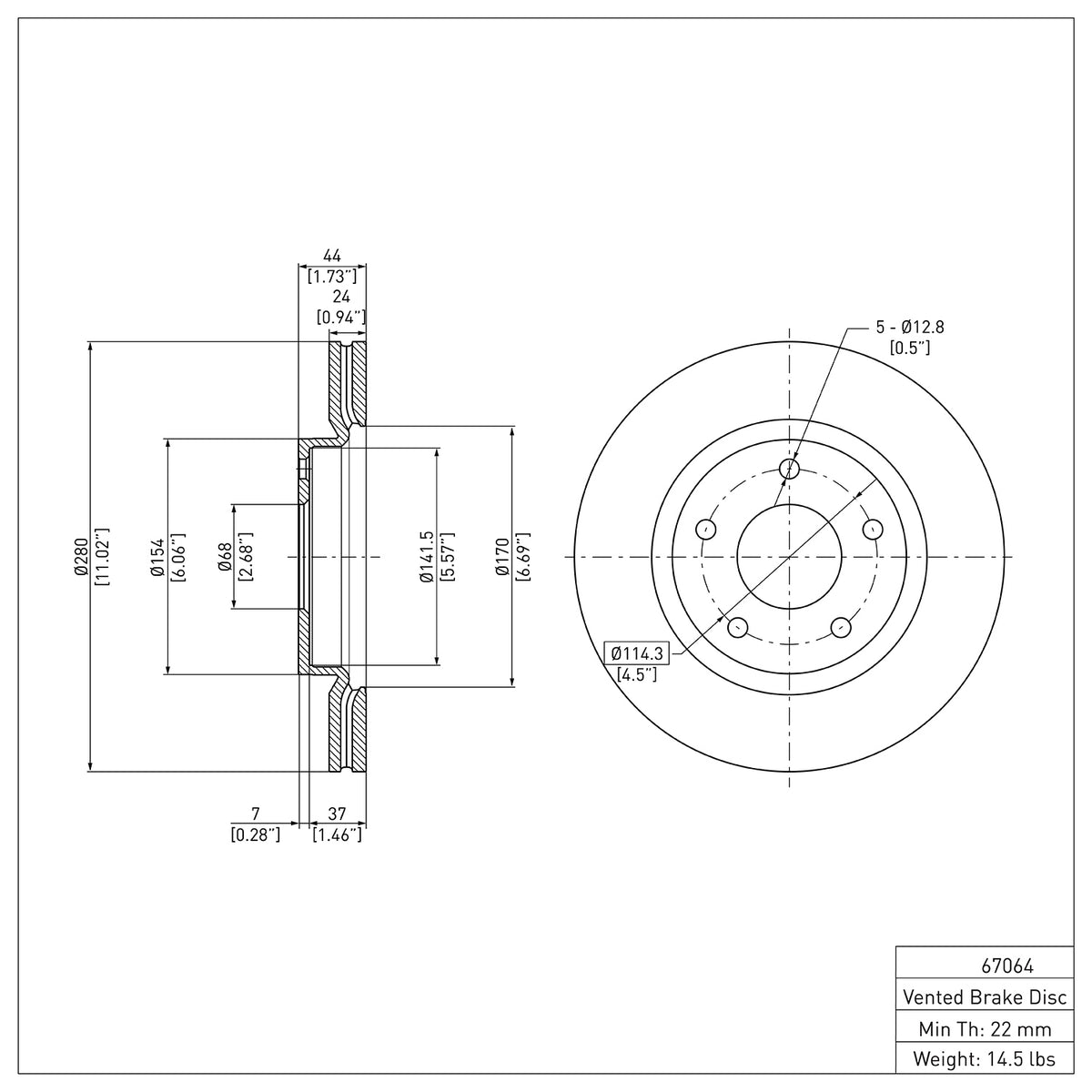 R1 13-19 Nissan Sentra Front Brake Rotor