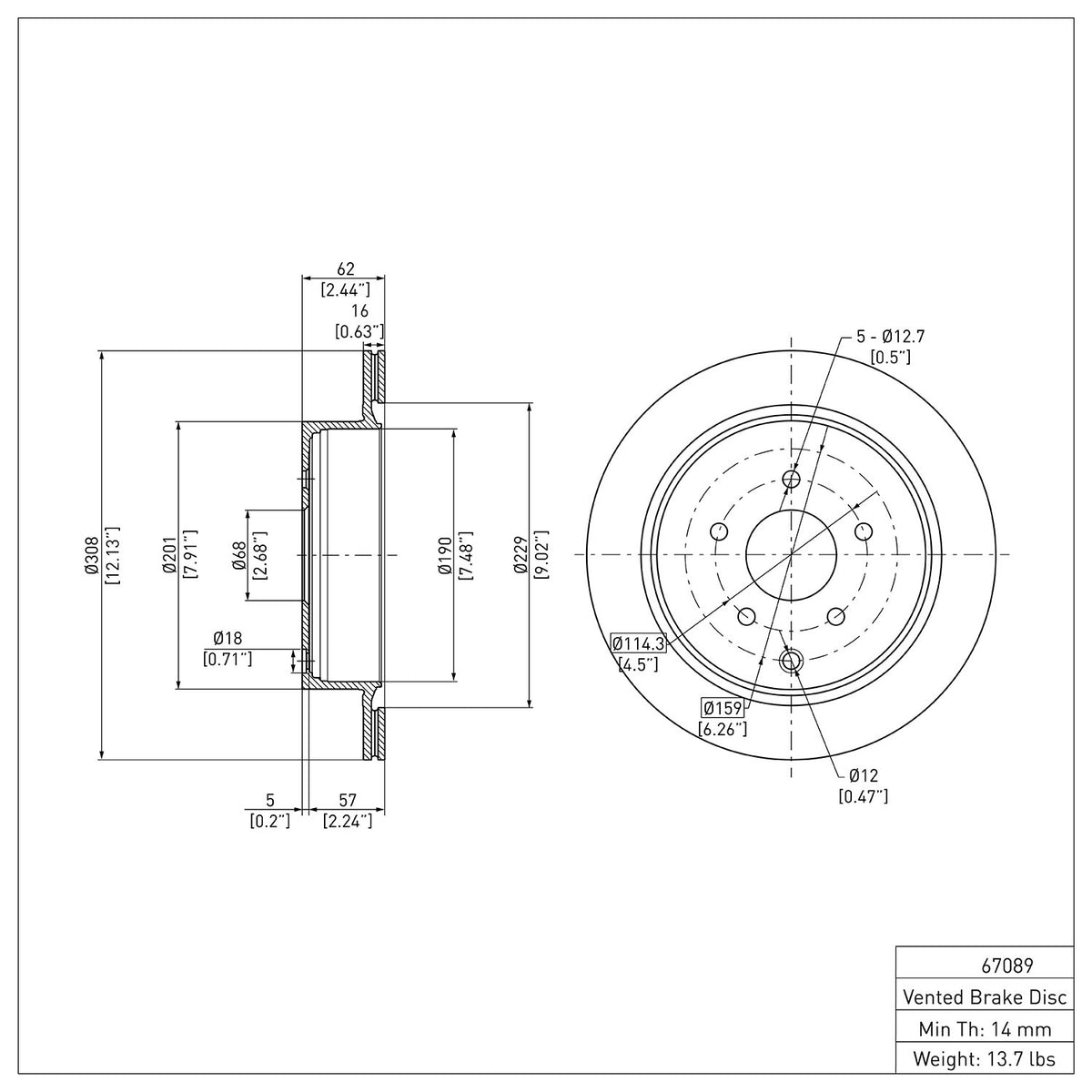 R1 2003-2024 Infiniti M37 Rear Brake Rotor