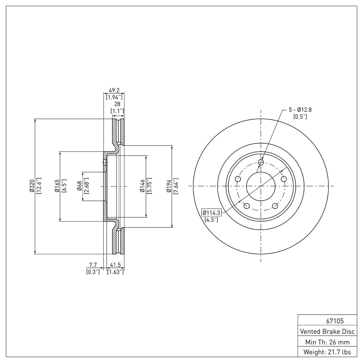 R1 2013-2025 Infiniti Q50 Front Brake Rotor