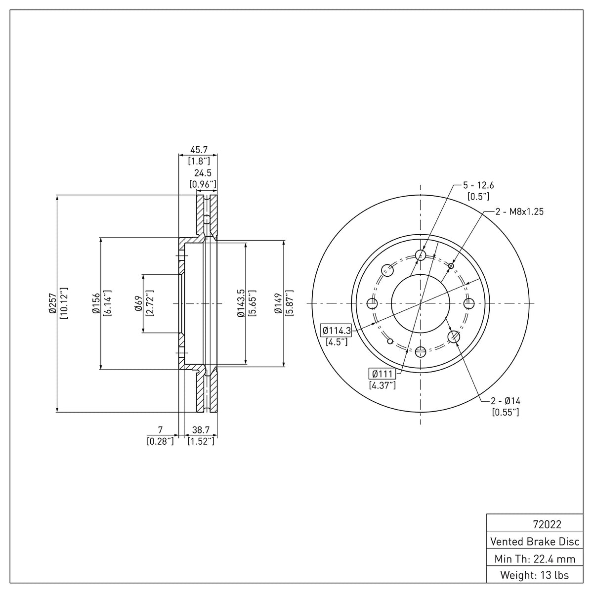 R1 88-07 Dodge Colt Front Brake Rotor