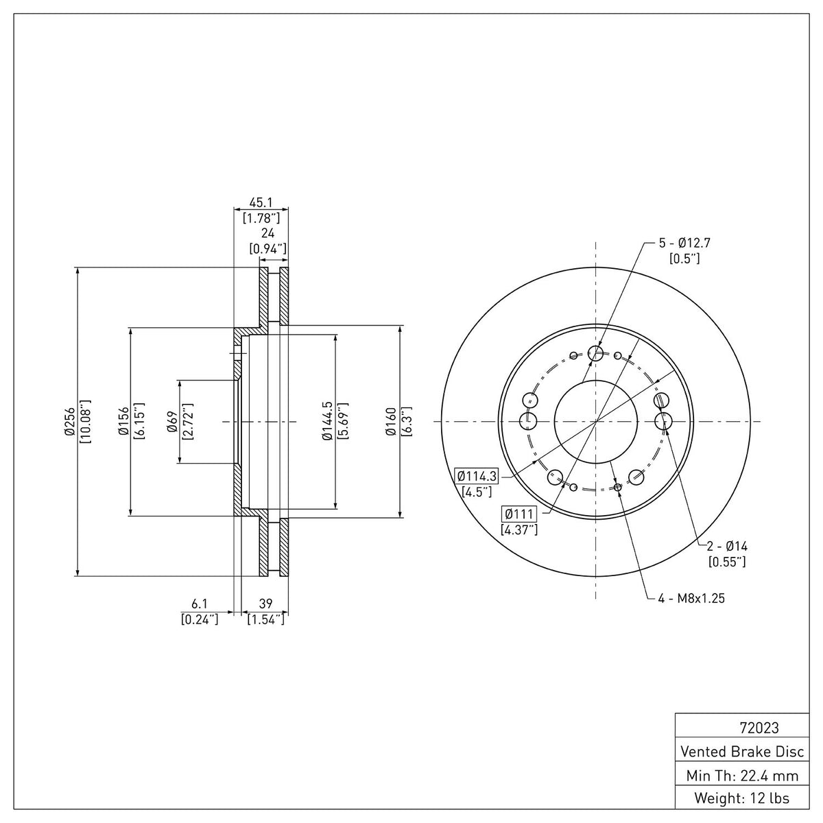 R1 1990-2005 Chrysler Sebring Front Brake Rotor