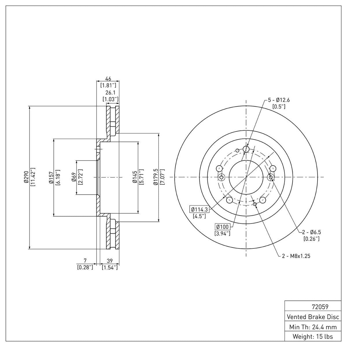 R1 04-11 Mitsubishi Endeavor Front Brake Rotor