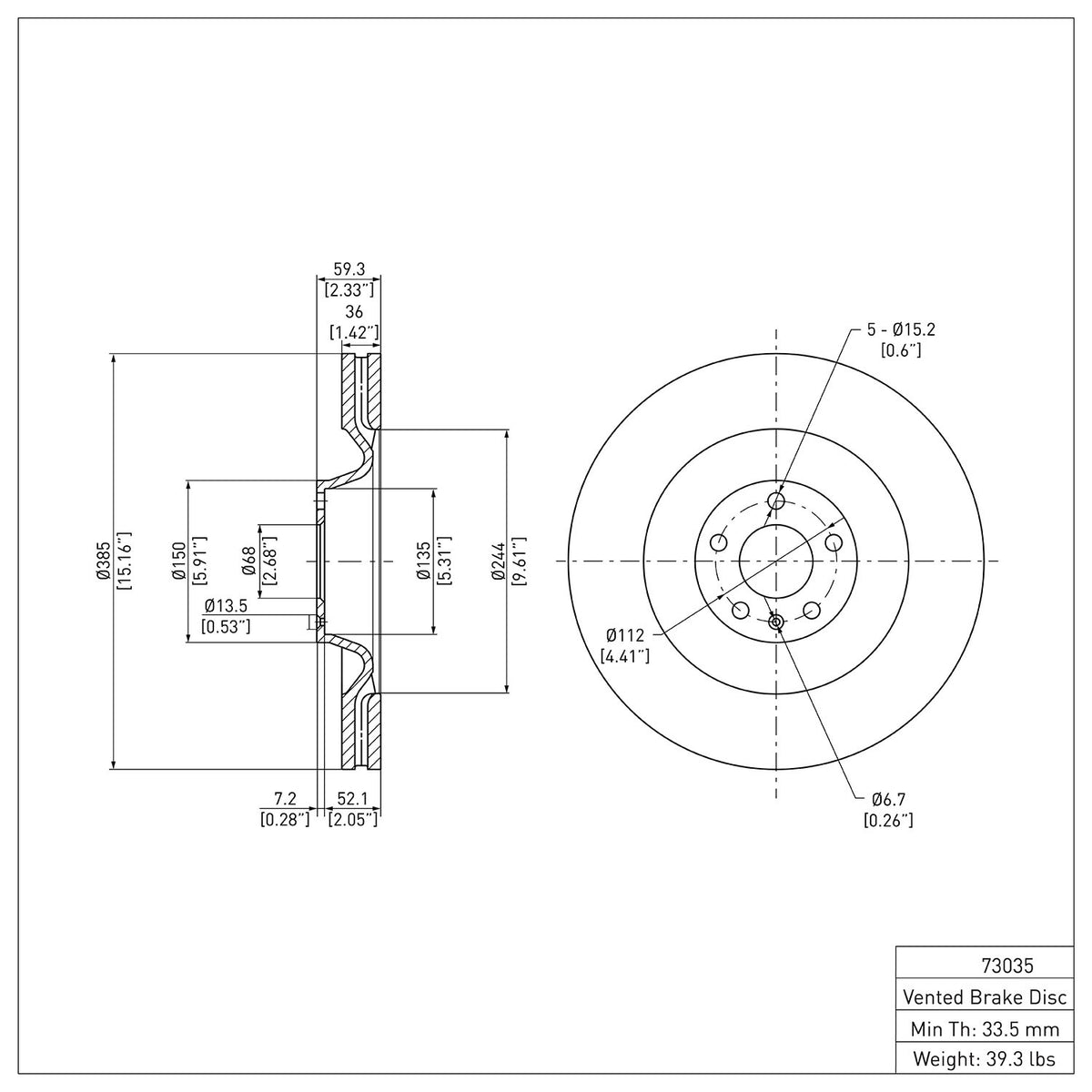 R1 2005-2010 Audi A8 Front Brake Rotor