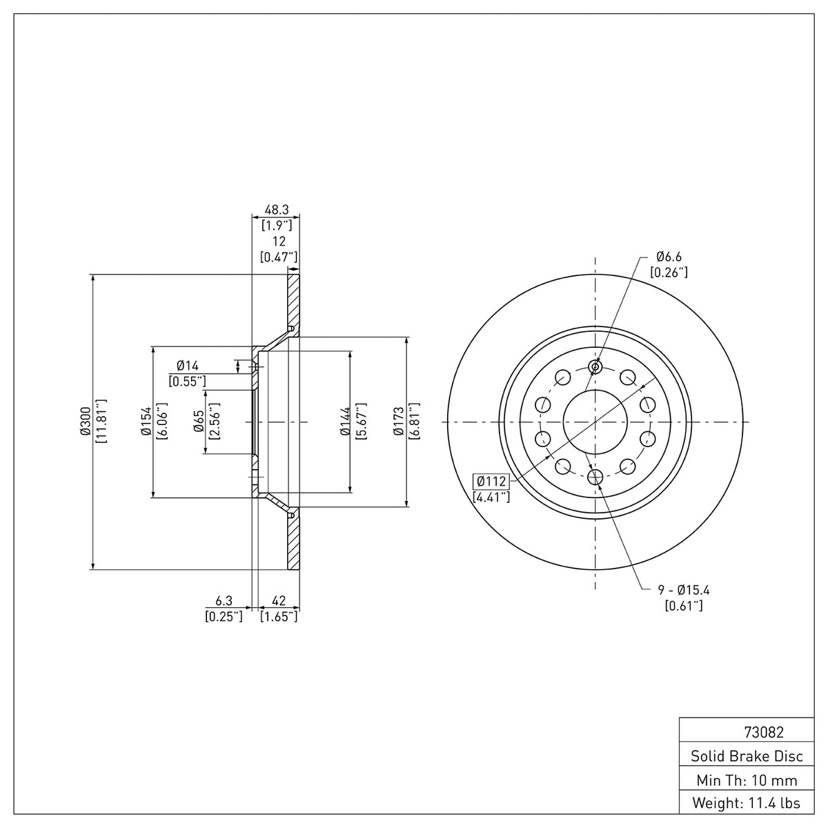 R1 2016-2025 Audi Q3 Rear Brake Rotor