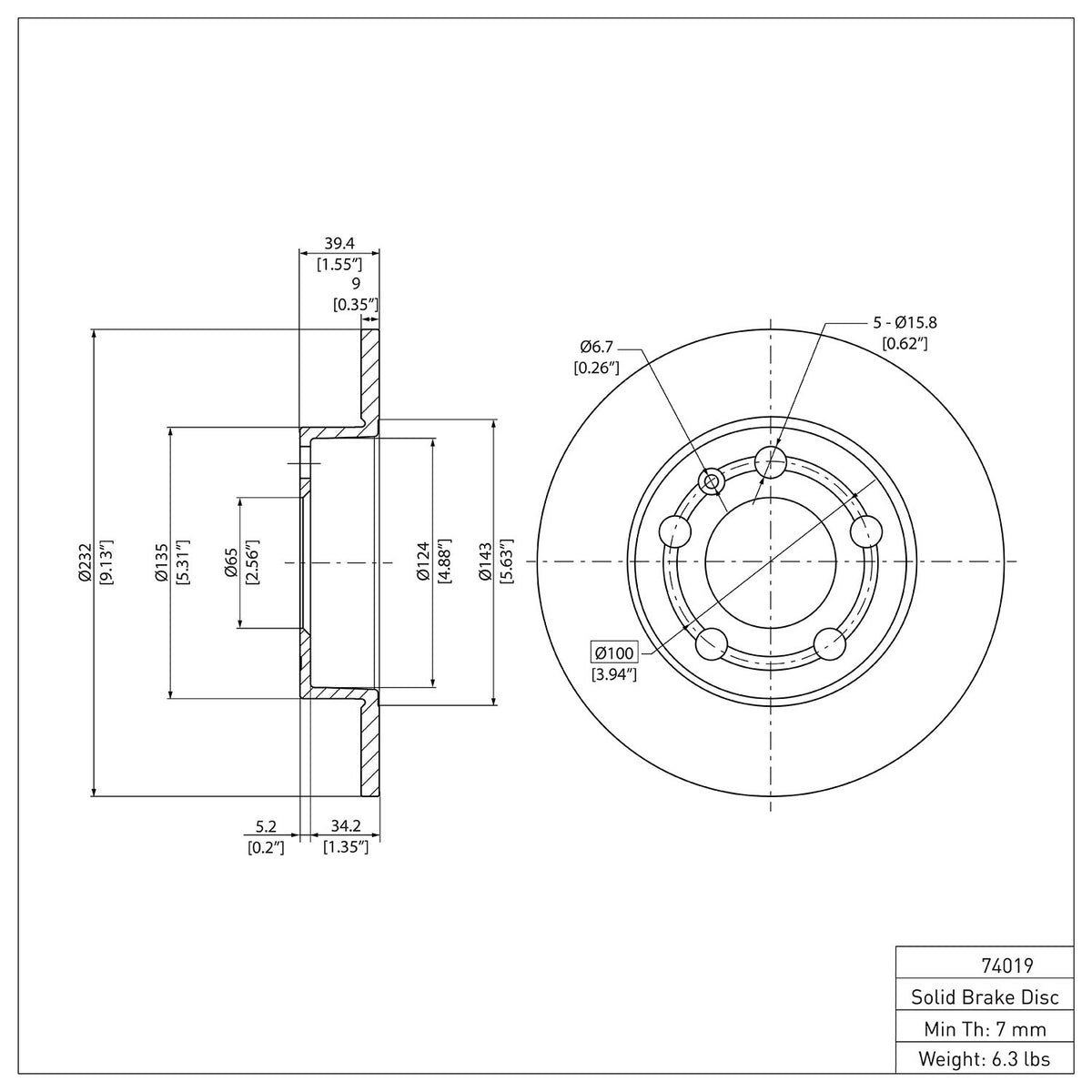 R1 1998-2024 Audi TT Rear Brake Rotor