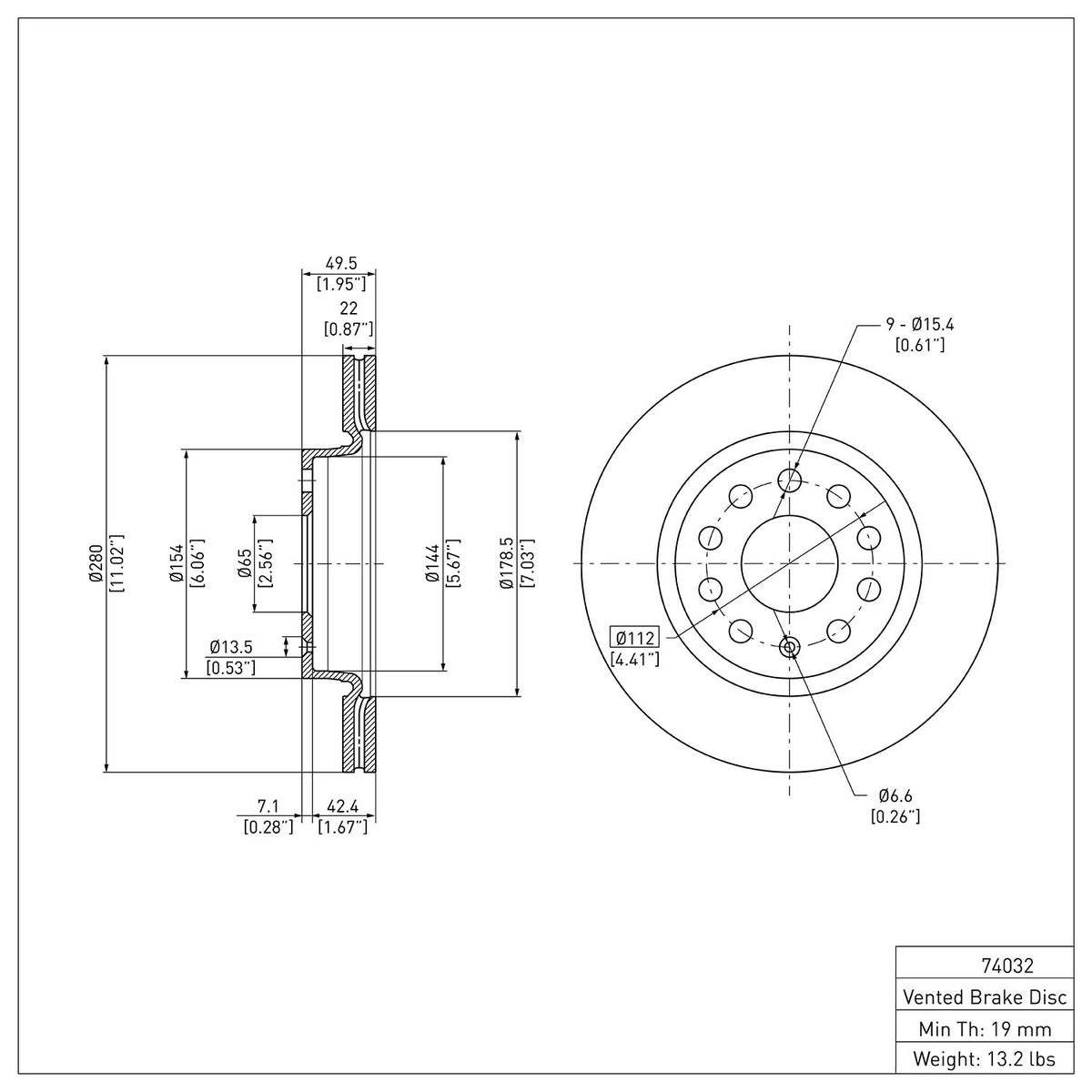R1 05-15 Volkswagen Jetta Sedan Front Brake Rotor