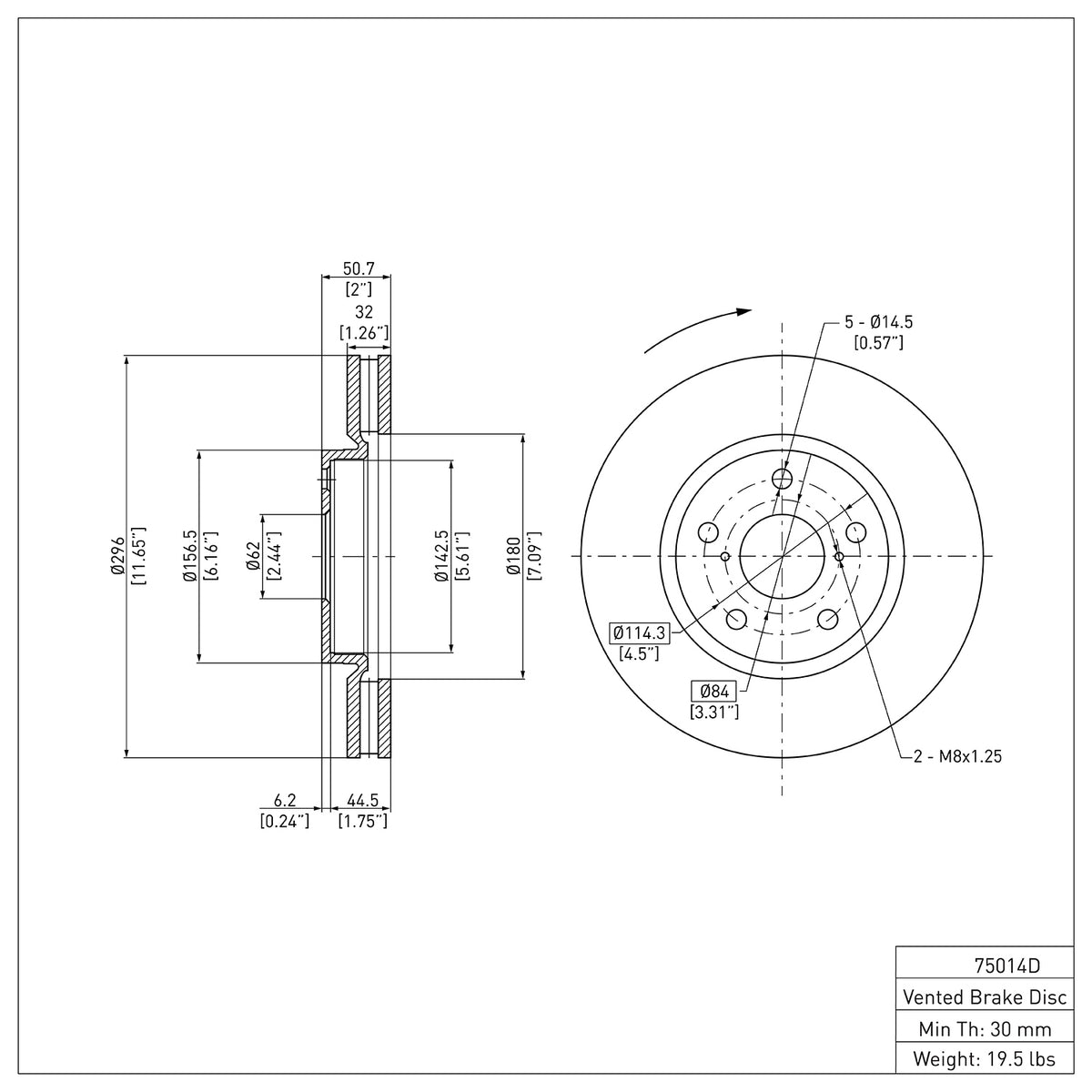 R1 06-15 Lexus GS300 Left Front Brake Rotor
