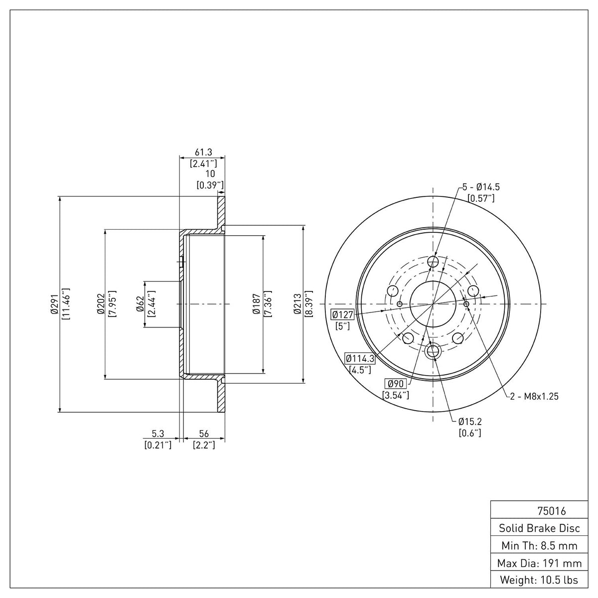 R1 2006-2015 Lexus IS250 Rear Brake Rotor