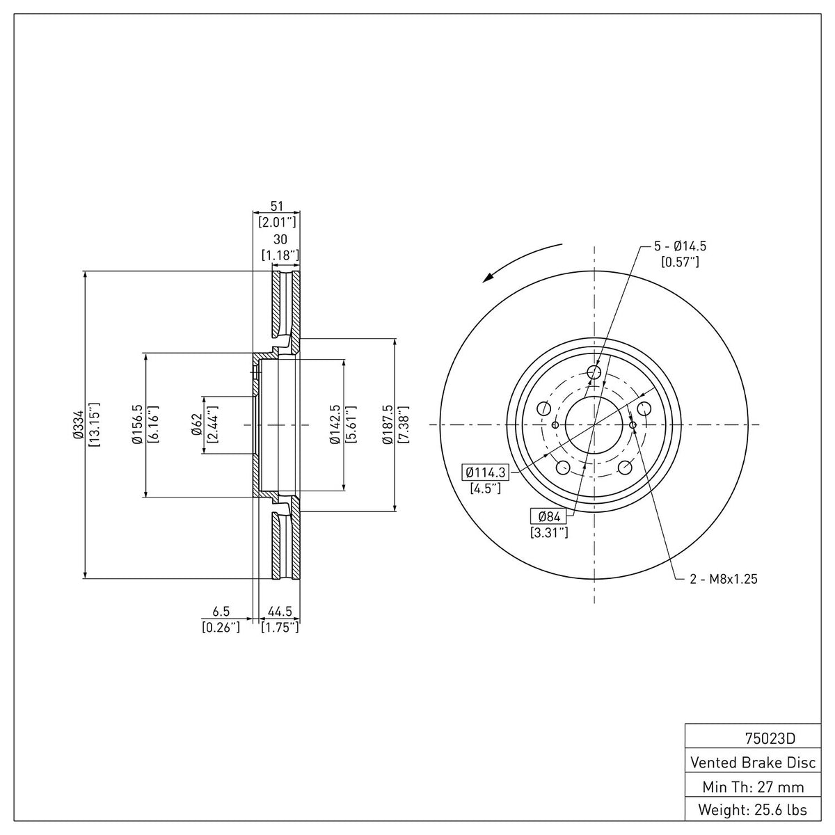 R1 07-11 Lexus GS350 Left Front Brake Rotor