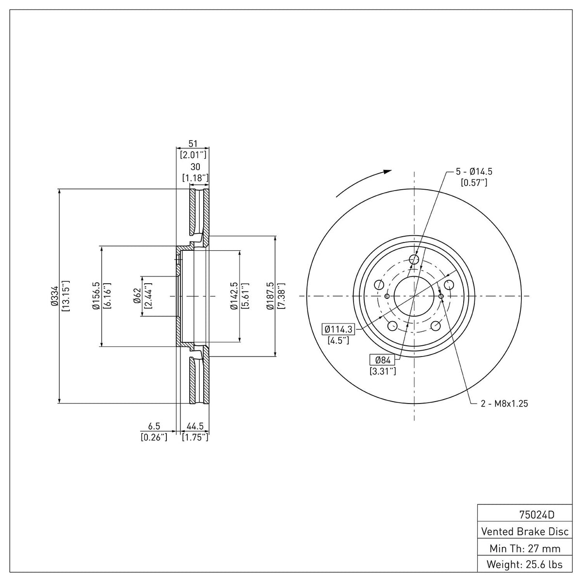 R1 07-11 Lexus GS350 Right Front Brake Rotor