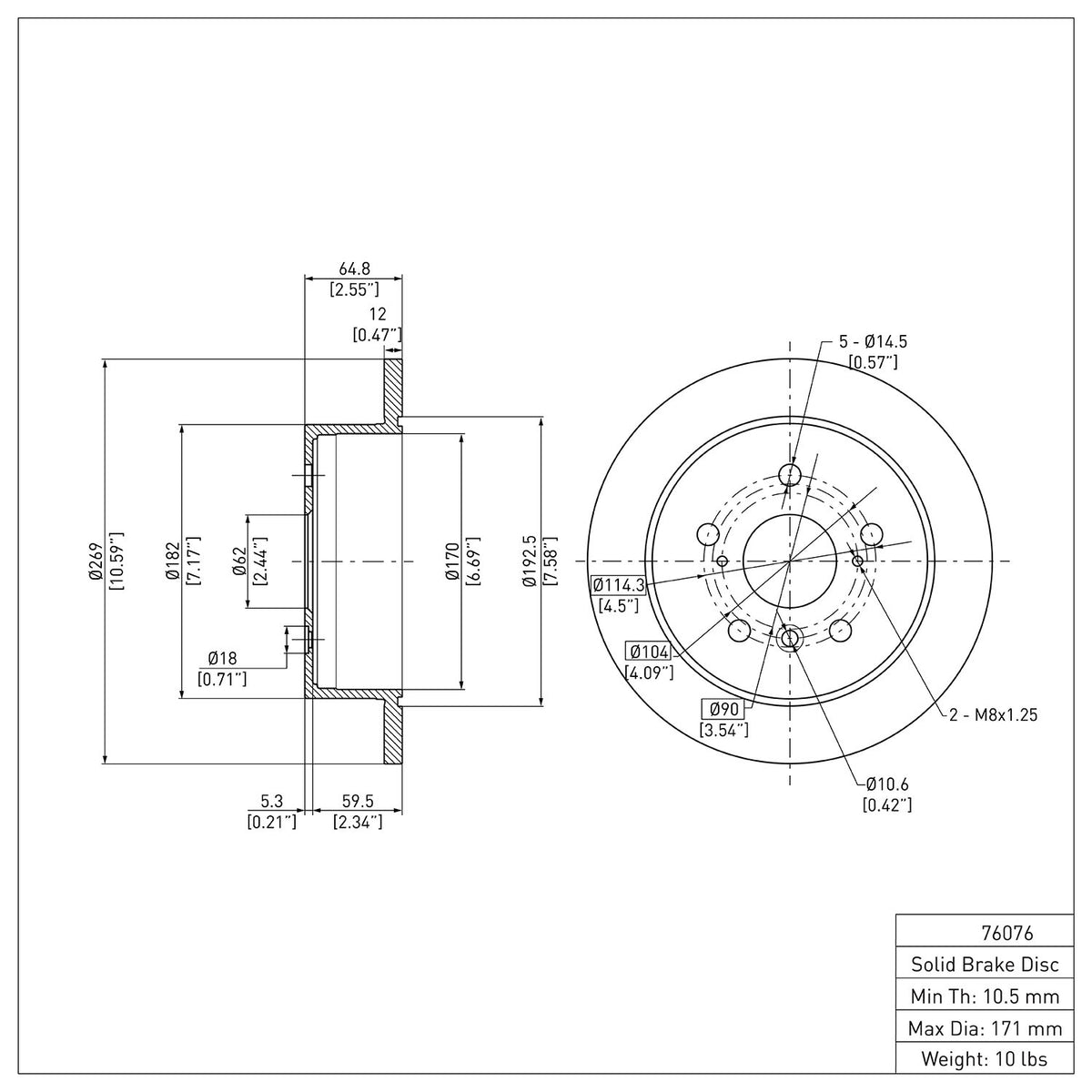 R1 2002-2008 Lexus ES300 Rear Brake Rotor