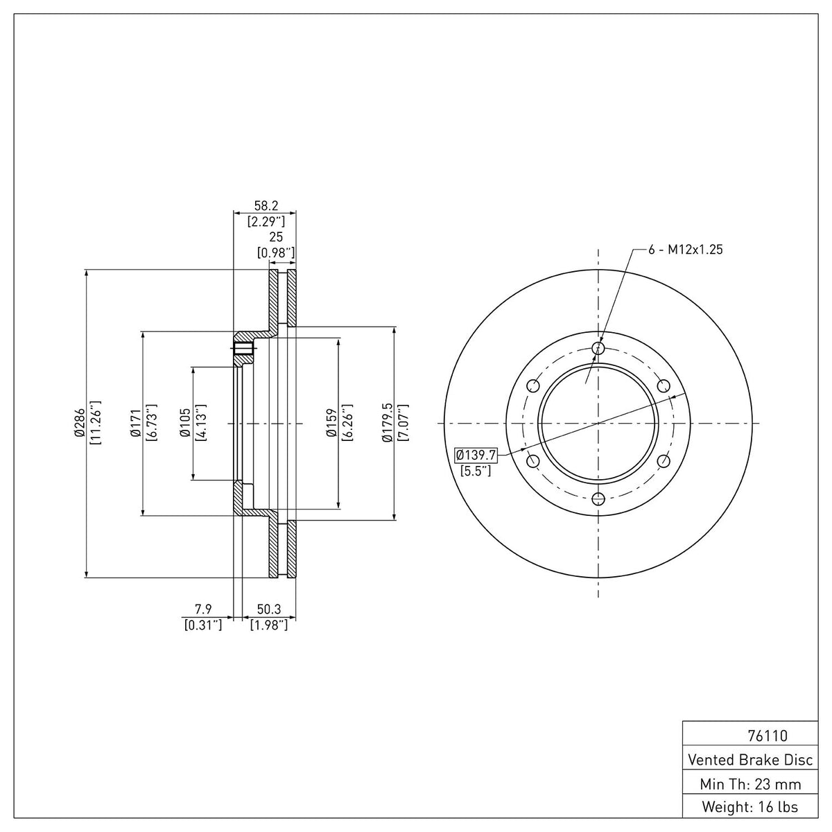 R1 90-92 Toyota Land Cruiser Front Brake Rotor