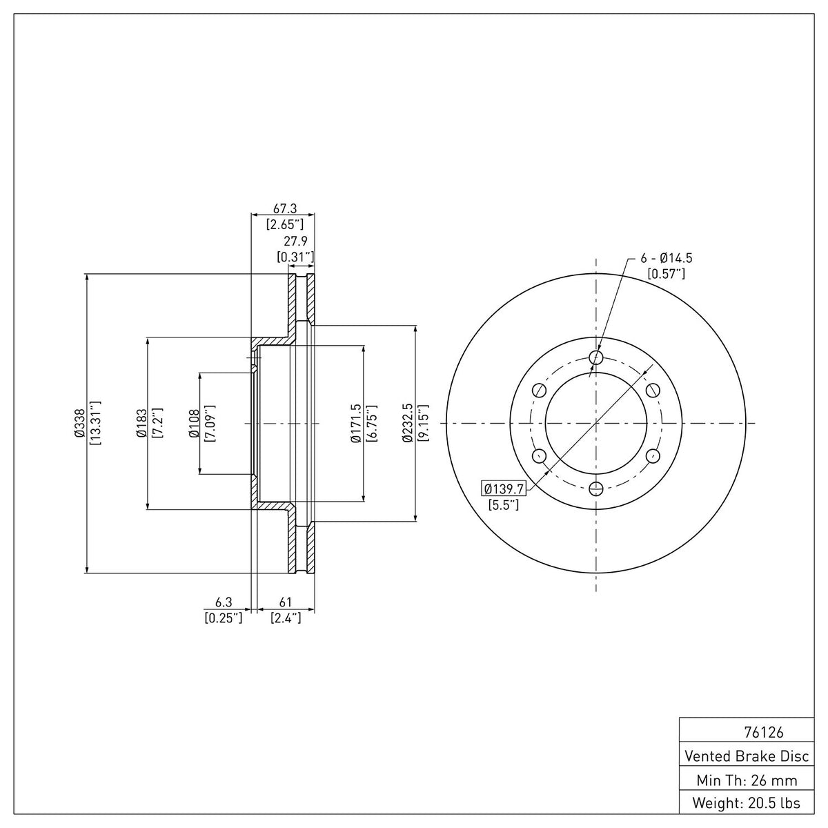 R1 2003-2009 Lexus GX470 Front Brake Rotor