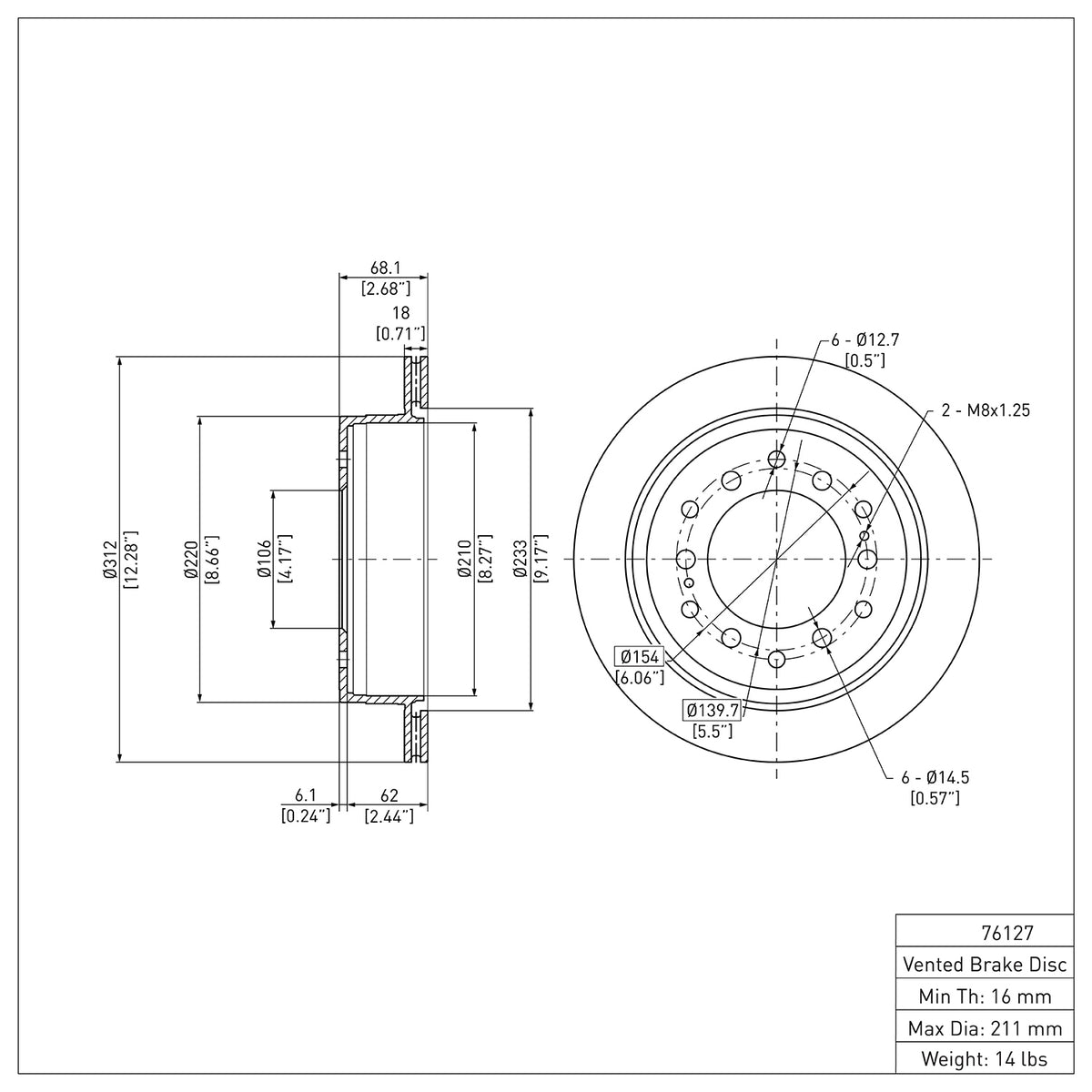 R1 01-09 Lexus GX470 Rear Brake Rotor