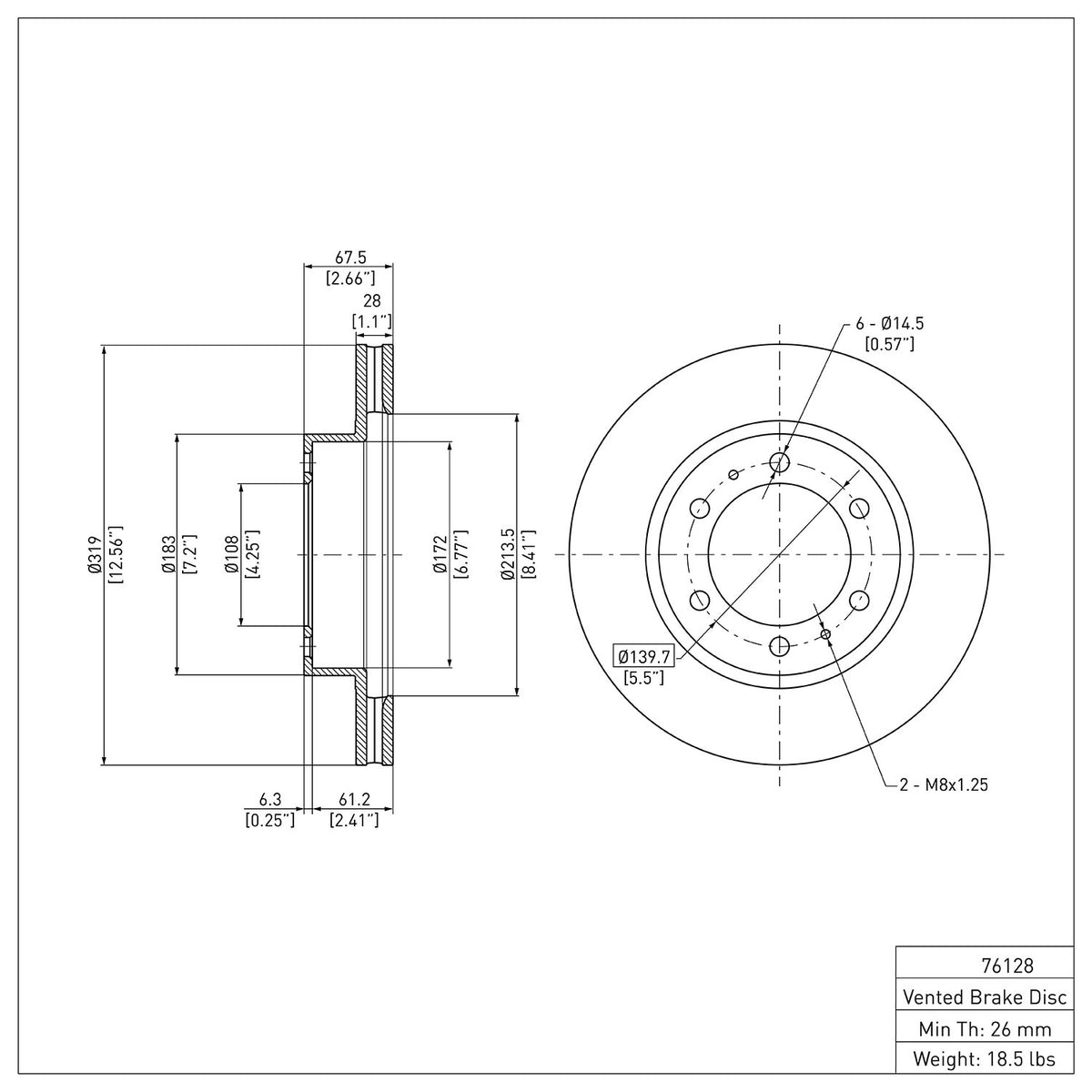 R1 2003-2023 Toyota 4Runner Front Brake Rotor