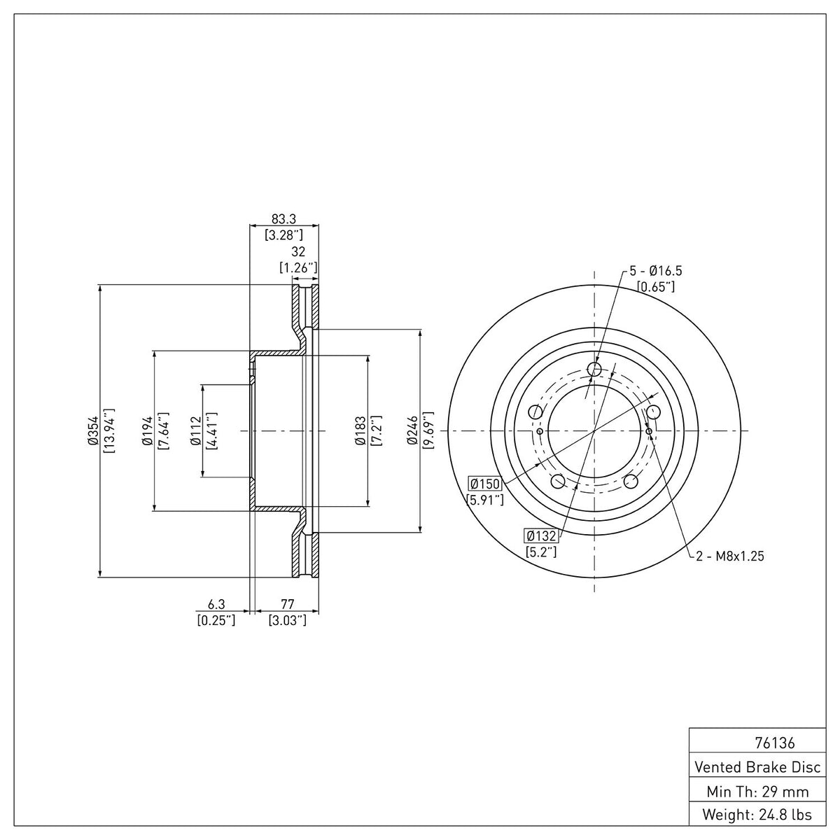 R1 2007-2022 Lexus LX570 Front Brake Rotor